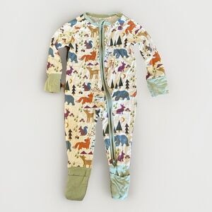 Emerson and Friends Size 6-12 Mo Zipper Footie Bamboo Pajama Woodland Creatures